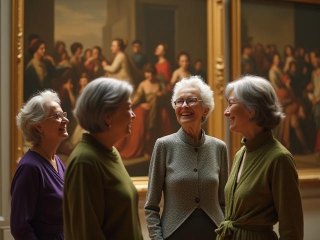 여고 동창생들이 이탈리아 피렌체 거리에서 그림을 감상하는 모습