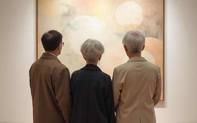 미술관에서 작품을 감상하는 시니어